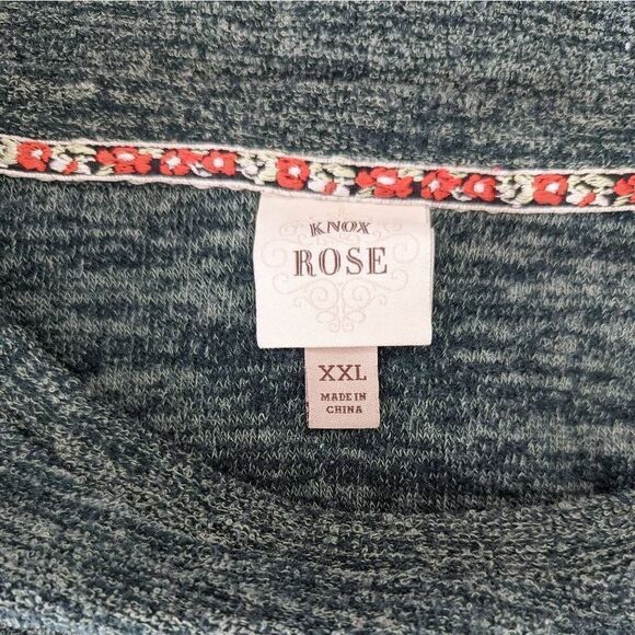 Knox Rose Sweater Green Marled Knit Long Sleeve Fringe Size XXL - Picture 10 of 11